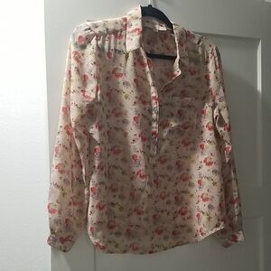 LOFT Cream Floral Blouse